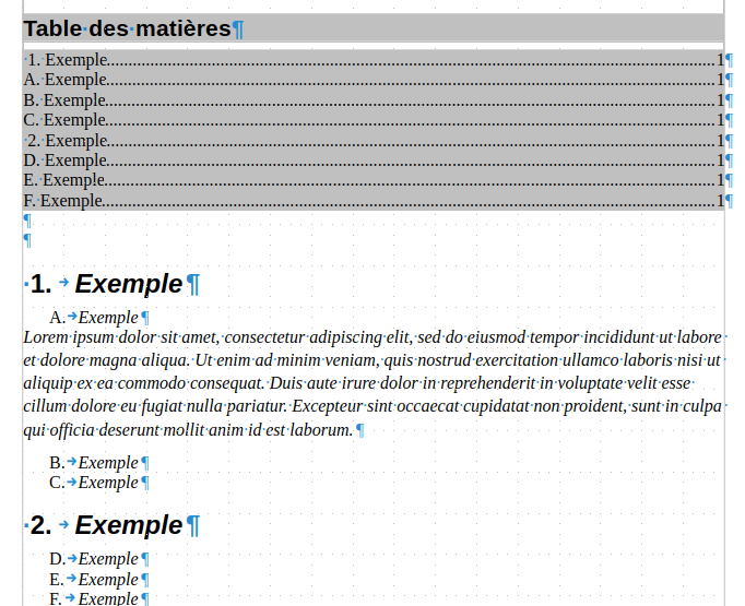 Prolongement de la numérotation d'un niveau de chapitre inférieur après