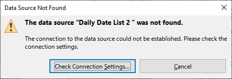 Data Source not found error