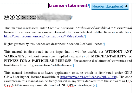 Licence paragraph