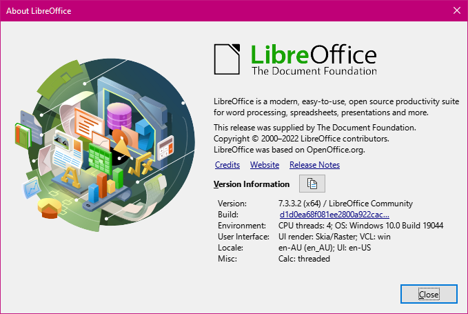 2022-06-07Base 'About LibreOffice' screen