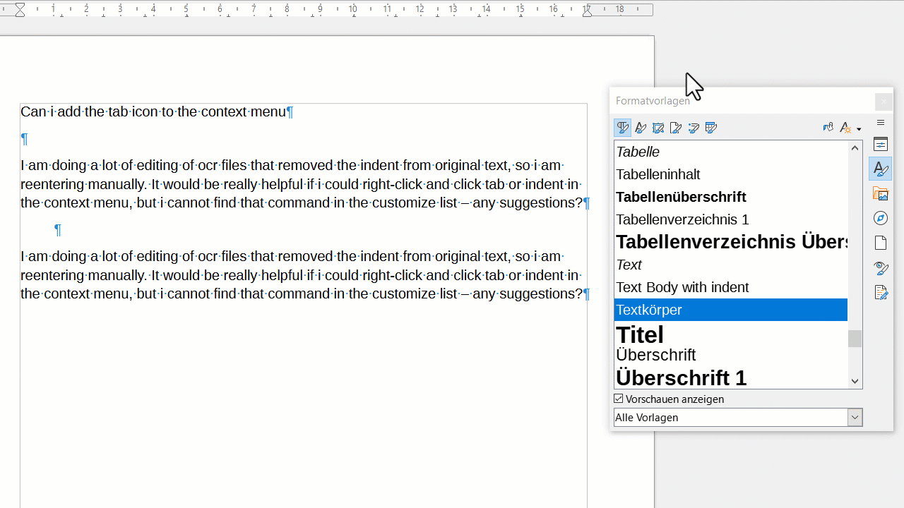 TextBody with Indent