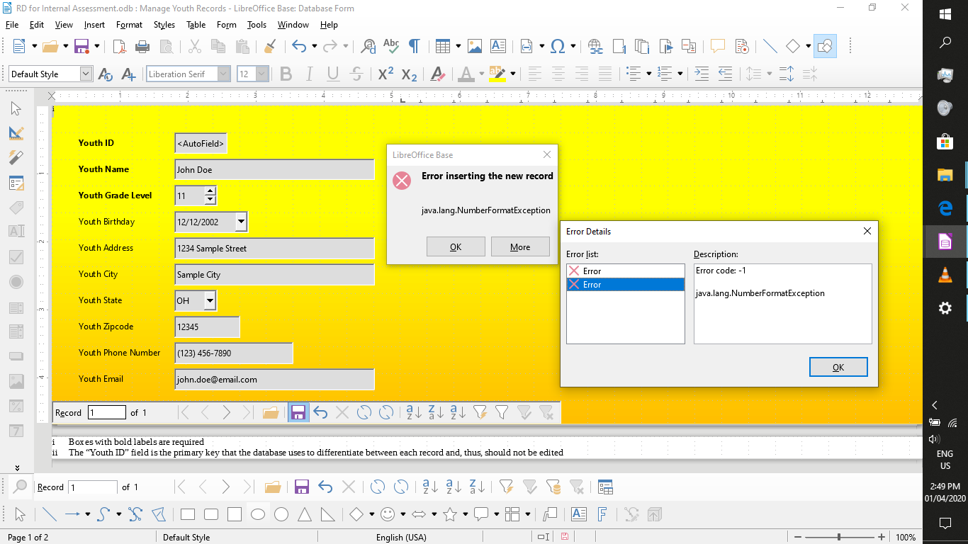 LibreOffice: CorruptedConfigurationException Exception Reference