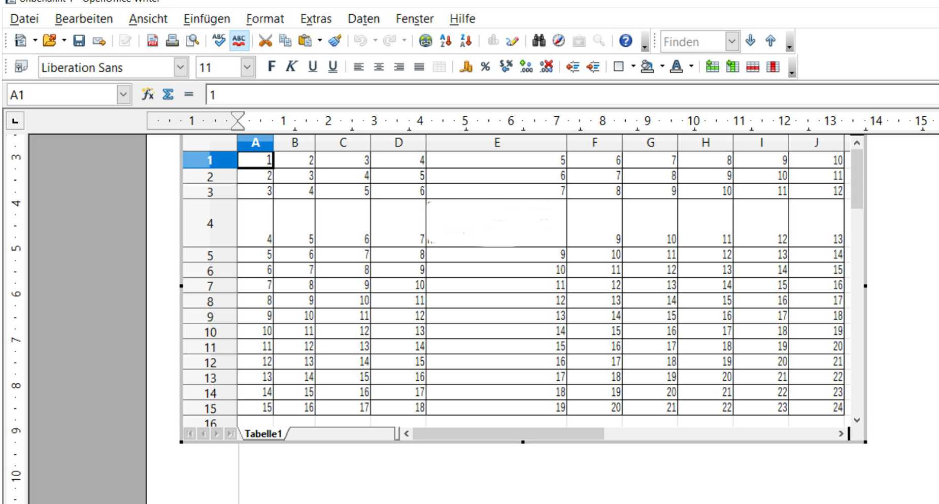 So kann man eine Tabelle in LibreOffice vergrößern