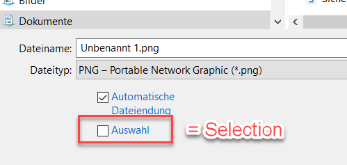 Draw - Export Auswahl