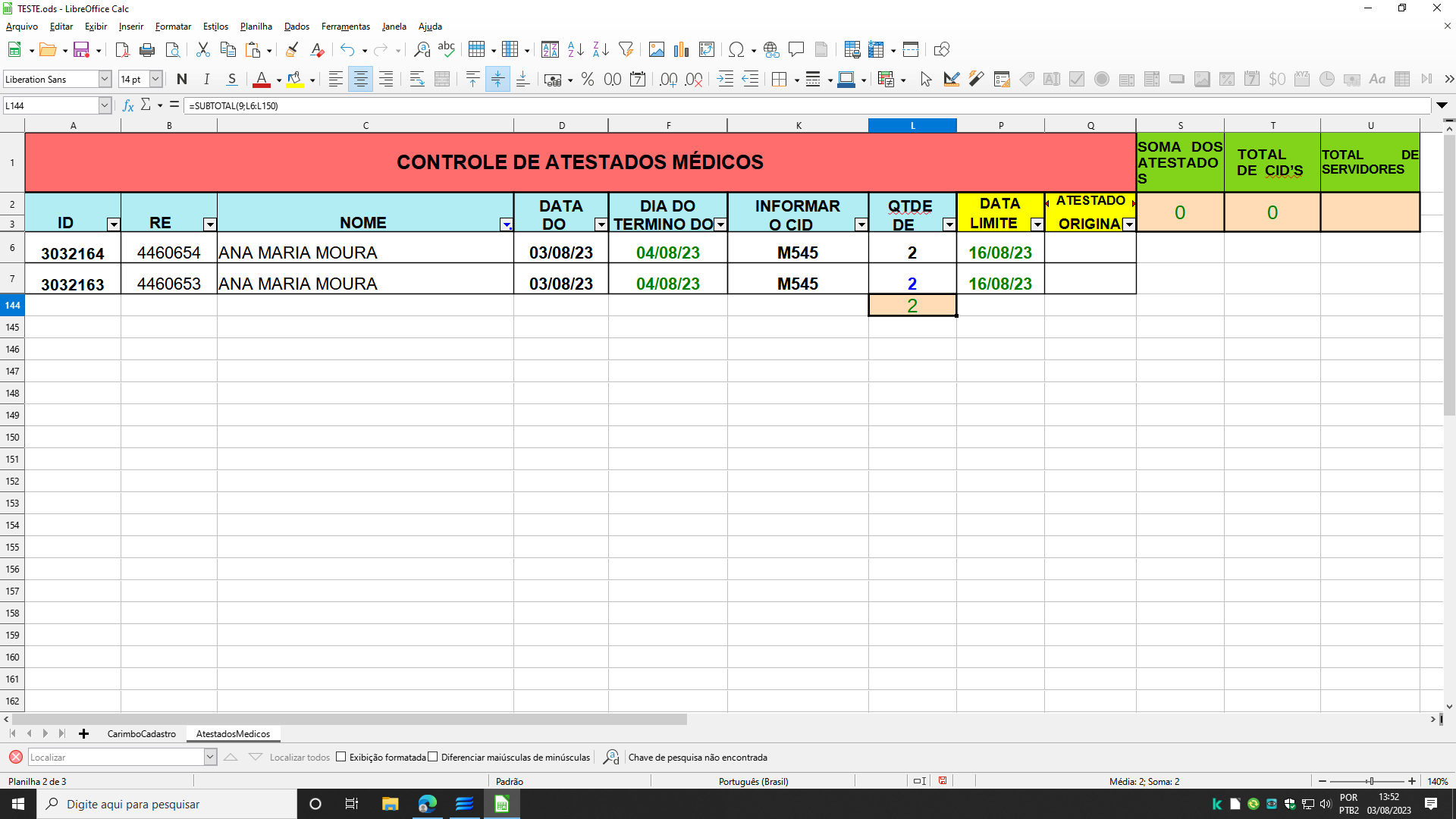 Somar as horas trabalhadas no calc - Português do Brasil - Ask LibreOffice