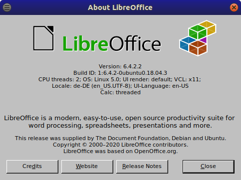 Version of LibreOffice