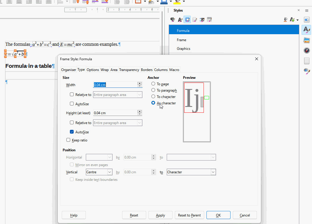 how-do-i-type-to-the-right-of-a-formula-in-libreoffice-writer