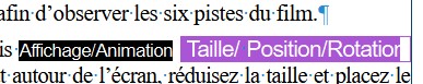 Couleur de mise en évidence de caractères