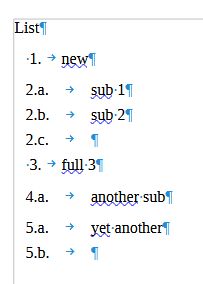 NestedListSameLine