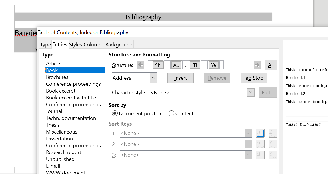 bibliography libreoffice