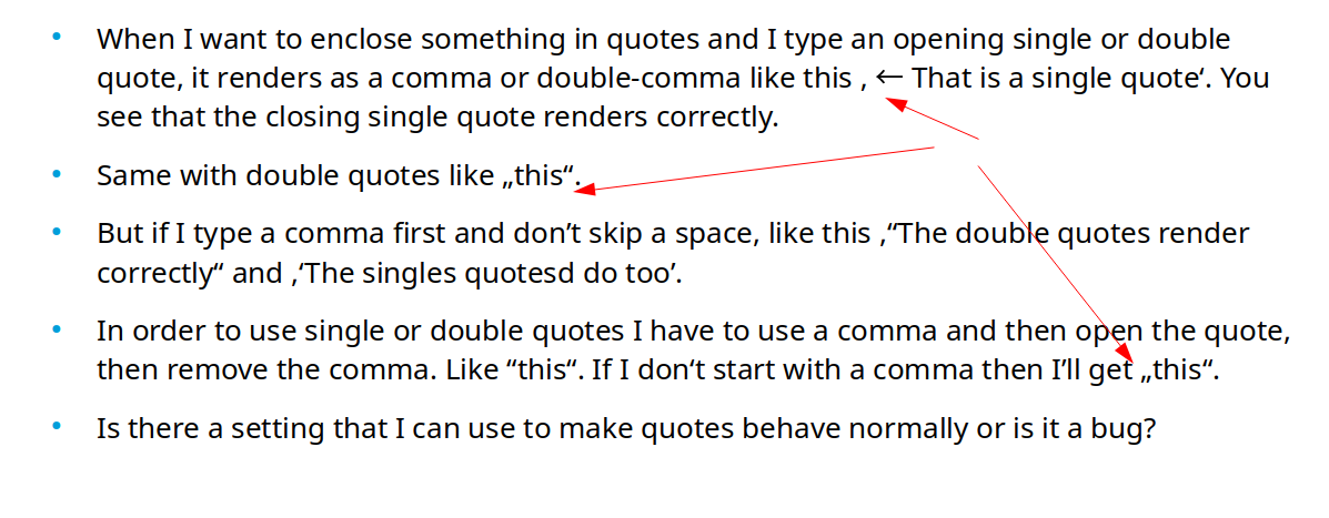 In Impress 7.3.4.2, Why do I have to type a comma before I