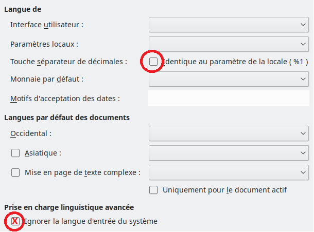 Touche séparateur de décimales