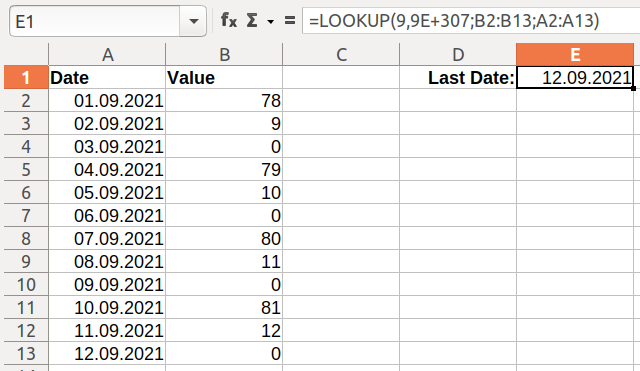 Look up a value on same row as last filled row in another column