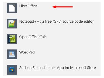 LibreOffice Symbol in App-Auswahl